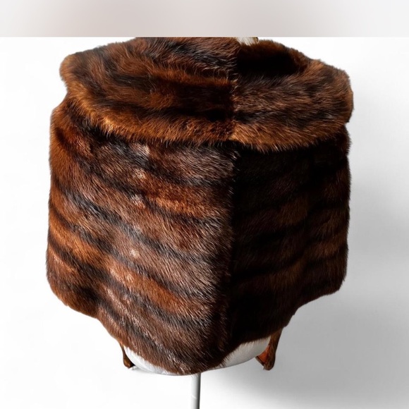 GRAFS FINE FURS Elegant Brown n Blk arm straps Satin Lined 1950s style Vintage - Picture 3 of 15